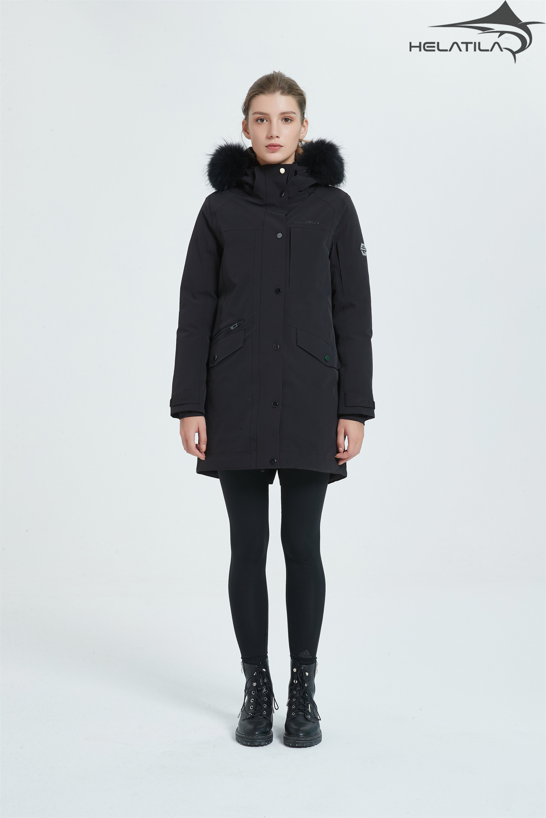 Helatila women's long pressed rubber down jacket